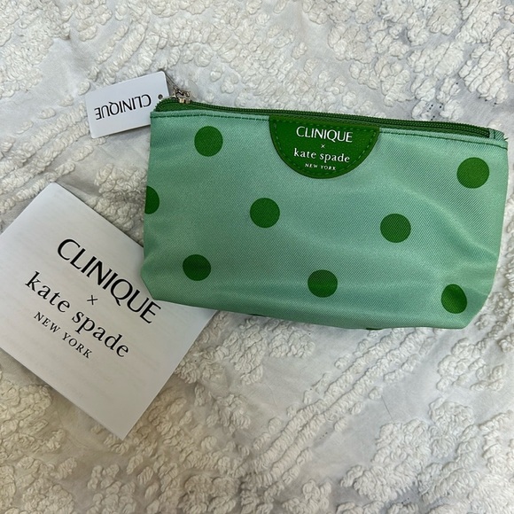 kate spade Handbags - Clinique x Kate Spade Polka Dot Small Cosmetics Makeup Pouch NWT Mint Green